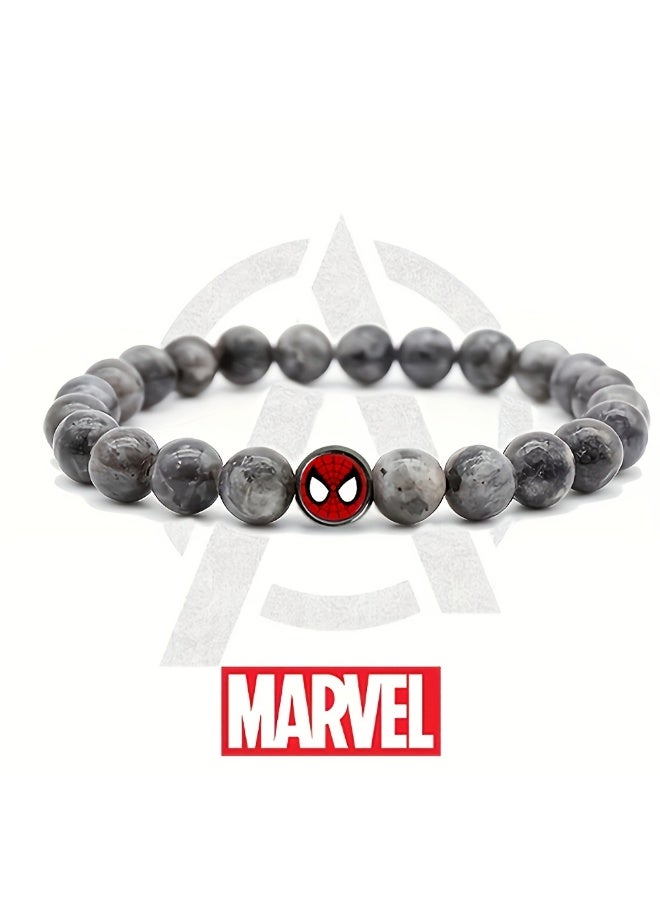 Marvel Shaped Beaded Bracelet, Volcanic Stone + Tiger's Eye, Adjustable, Unisex, High Quality, Comfortable, Durable, Suitable for Casual Attire or as a Gift. - Image 4
